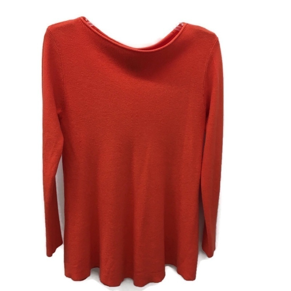 Boutique orange ribbed boat-neck tunic sweater